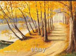 ÉTIENNE BUFFET. Autumn Landscape. Oil painting on wooden panel
