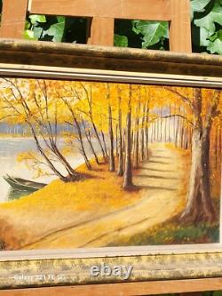 ÉTIENNE BUFFET. Autumn Landscape. Oil painting on wooden panel