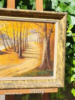 ÉTIENNE BUFFET. Autumn Landscape. Oil painting on wooden panel