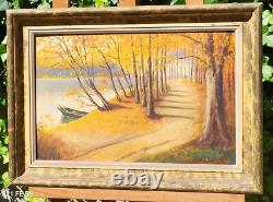 ÉTIENNE BUFFET. Autumn Landscape. Oil painting on wooden panel