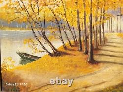 ÉTIENNE BUFFET. Autumn Landscape. Oil painting on wooden panel