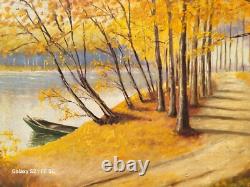 ÉTIENNE BUFFET. Autumn Landscape. Oil painting on wooden panel