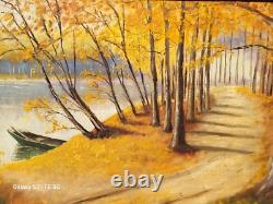 ÉTIENNE BUFFET. Autumn Landscape. Oil painting on wooden panel