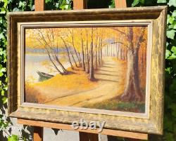 ÉTIENNE BUFFET. Autumn Landscape. Oil painting on wooden panel
