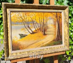ÉTIENNE BUFFET. Autumn Landscape. Oil painting on wooden panel