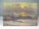 E. B. Hirschfeld Ancient Oil On Panel Sunset Marine Sailing