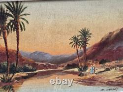 E. JANTET. Animated Landscape. Oil painting on wood panel signed
