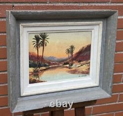 E. JANTET. Animated Landscape. Oil painting on wood panel signed