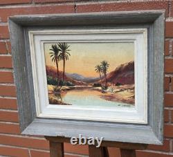 E. JANTET. Animated Landscape. Oil painting on wood panel signed