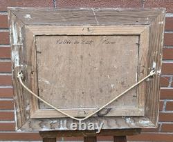 E. JANTET. Animated Landscape. Oil painting on wood panel signed