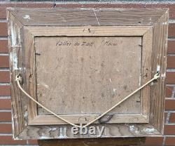 E. JANTET. Animated Landscape. Oil painting on wood panel signed