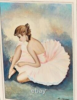 E. JANTET. Ballet Dancer. Oil painting on wooden panel signed