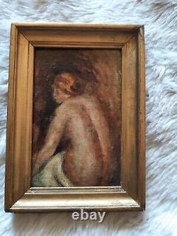 Early 20th century painting of a nude woman from behind