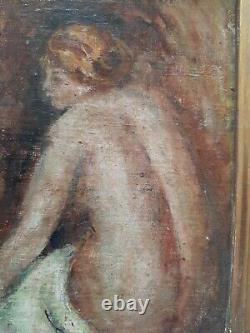 Early 20th century painting of a nude woman from behind