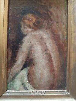 Early 20th century painting of a nude woman from behind