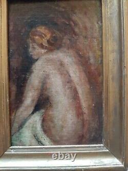 Early 20th century painting of a nude woman from behind