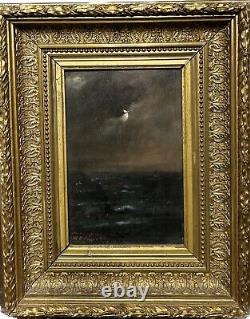 Ecole Française De La Fin Du 19ème Siècle Marine Au Clair De Lune Signed