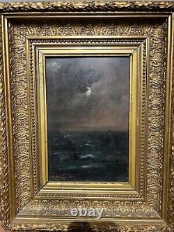 Ecole Française De La Fin Du 19ème Siècle Marine Au Clair De Lune Signed