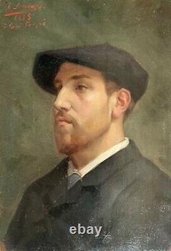 Edmond Refonte, Portrait Of Man Julien Fouqué, Oil, Painting Old Painting