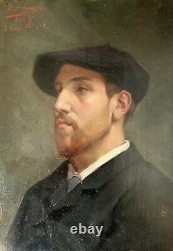 Edmond Refonte, Portrait Of Man Julien Fouqué, Oil, Painting Old Painting