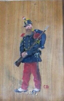 Edouard Detaille (1848-1912) Soldier, Fantassin Ca 1870 Framed Oil On Wood