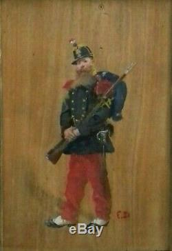 Edouard Detaille (1848-1912) Study Of Soldier Ca 1870 Oil On Wood Monogram