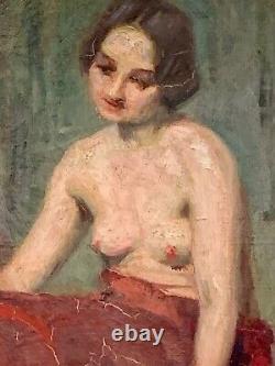 Elegant Oil On Canvas Representing A Naked Woman, Signed Augusta Lafitau