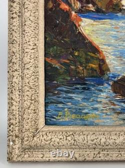 Émile Beaussier (1874–1943), Oil on Panel, Red Rocks at Agay, Signed Seascape