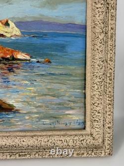 Émile Beaussier (1874–1943), Oil on Panel, Red Rocks at Agay, Signed Seascape