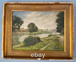 Émile Chaperon (1868–1946) Oil on wood Signed Landscape The Marne, 20th century