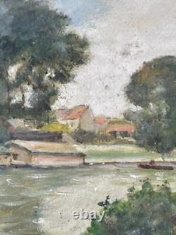 Émile Chaperon (1868–1946) Oil on wood Signed Landscape The Marne, 20th century