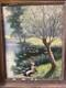 Emile Gauffriaud 1877/1957 Oil On Wood 38.5 X 48.5 Cm Animated Lakeside Landscape