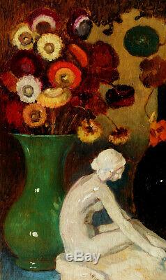 Emile Lecomte, 1927, Flowers And Ceramics Art Deco Bénézit, Grosse Cote