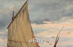 Emile Vernier, Painting, Boat, Sea, Landscape, Seascape, Beach, Fishing, Brittany