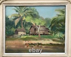Emilio Ambron Painting 1943 Original Painting Landscape Of Bali Uvre Rare