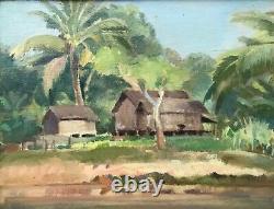 Emilio Ambron Painting 1943 Original Painting Landscape Of Bali Uvre Rare