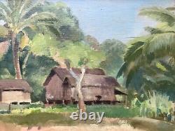 Emilio Ambron Painting 1943 Original Painting Landscape Of Bali Uvre Rare