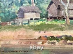 Emilio Ambron Painting 1943 Original Painting Landscape Of Bali Uvre Rare