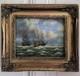 English Marine Oil On Wood Panel Unsigned Boats At Sea