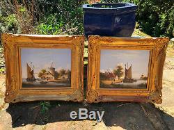 English School XIX Nice Pair Of Finely Painted Gilt Frames Navy