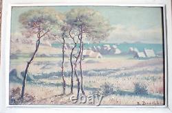 Etienne Bouillé 1858-1933 oil painting on wood Lande de Ploumanach