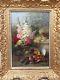 Eugene Claude Francais Still Life 19th Oil Flowers Fruits Painting Toulouse