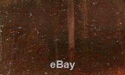 Eugene Deshayes Landscape Oil Painting Normandy Woman Riverside Cottages