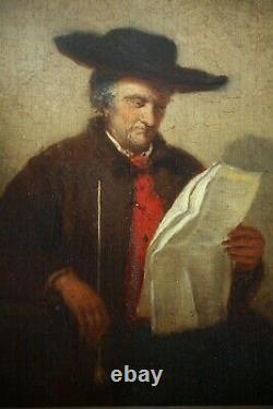 Eugène François De Block, 1812-1893, Portrait, Man On Reading, 1848, Oil