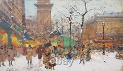 Eugène GALIEN LALOUE SUPERB GOUACHE PARIS UNDER THE SNOW