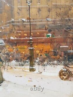 Eugène GALIEN LALOUE SUPERB GOUACHE PARIS UNDER THE SNOW