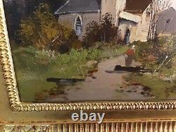 Eugene Galien Laloue- Oil On Wood By Léon Dupuy Xixeme Church Village