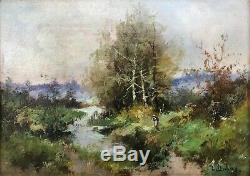 Eugene Galien Laloue Table Landscape Painting Hsp Barbizon Sun 24x33 / 4f