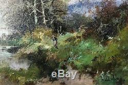Eugene Galien Laloue Table Landscape Painting Hsp Barbizon Sun 24x33 / 4f