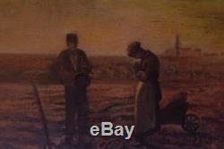 Exceptional Copy Jean-françois Millet Painting Realism Oil On Wood Signed